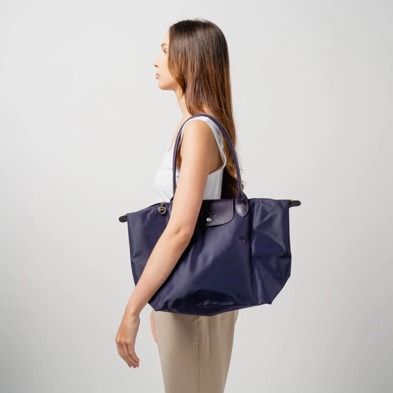 Le Pliage Green Large Tote Bag Bilberry
