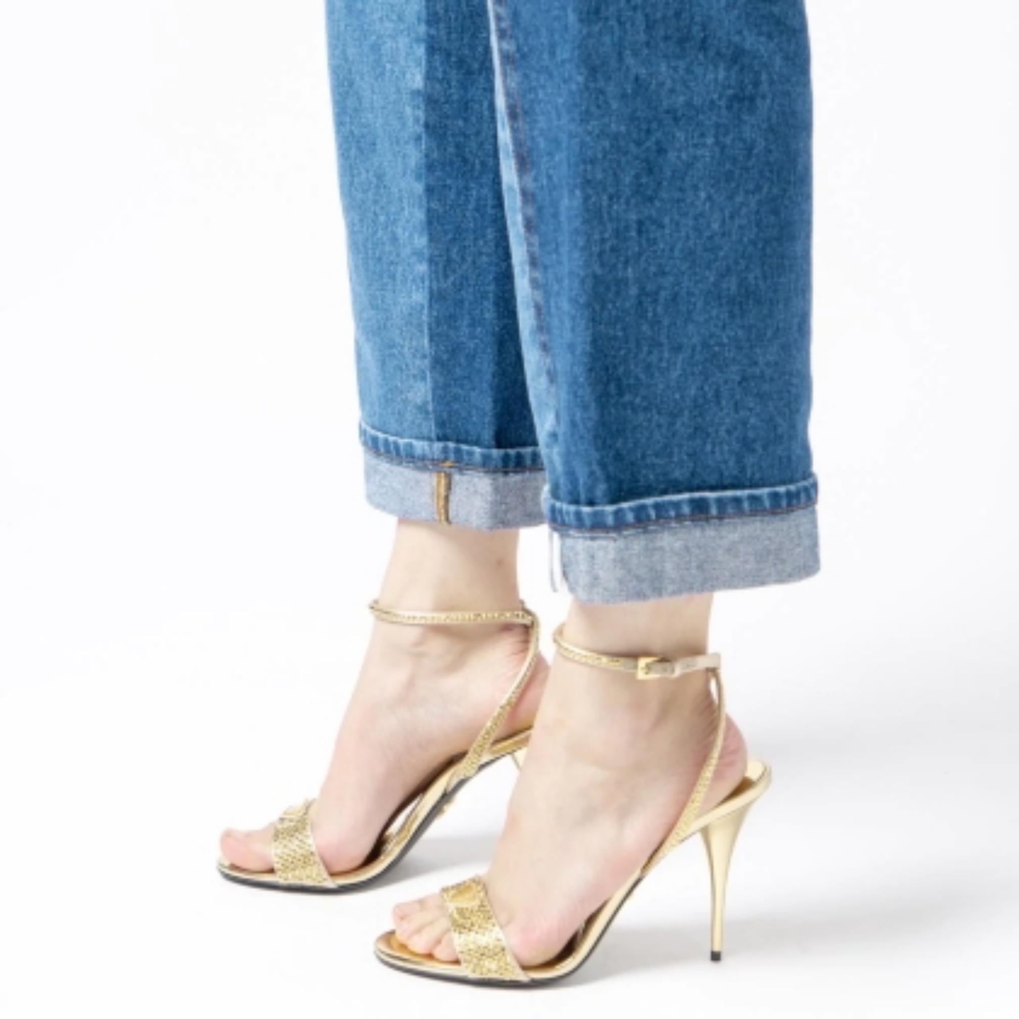 Prada Satin Sandals Slingback Heels with Crystal Embellished Platinum Gold