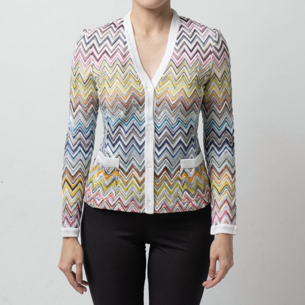 Missoni Zig-Zag Pattern Button Knitted Cardigan Multicolor 