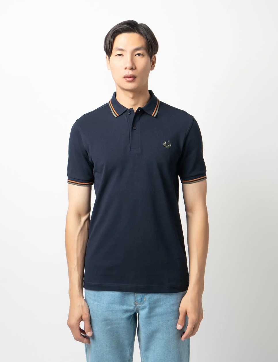 Fred Perry Twin Tipped Polo Shirt Navy Nut Flake Field Green