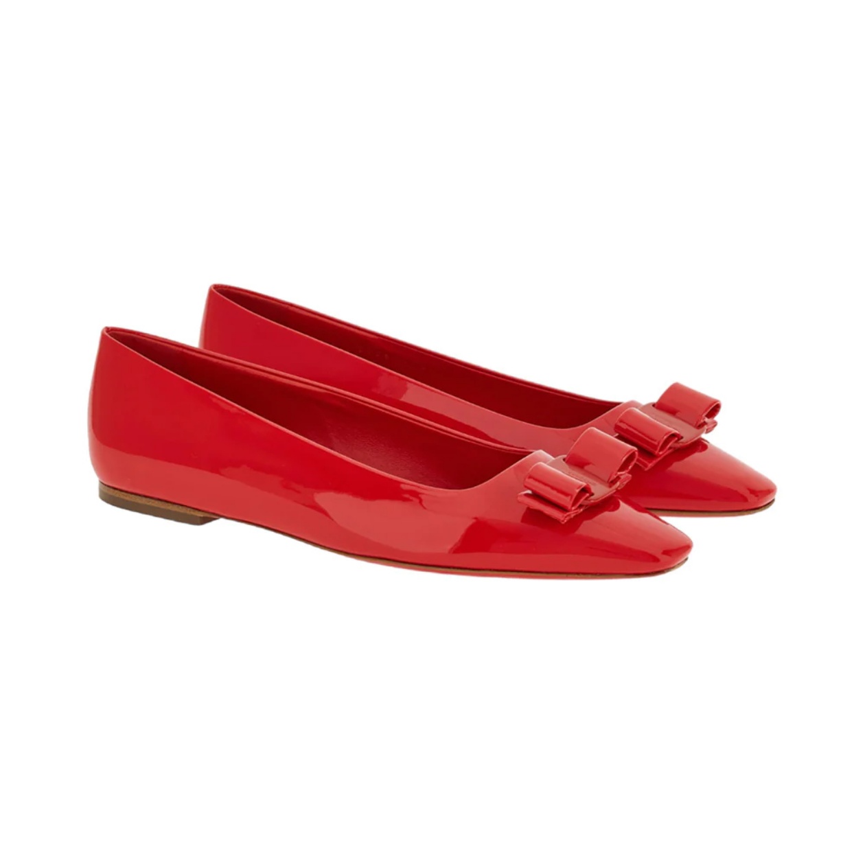 Salvatore Ferragamo Vara Bow Flats Patent Leather Flame Red