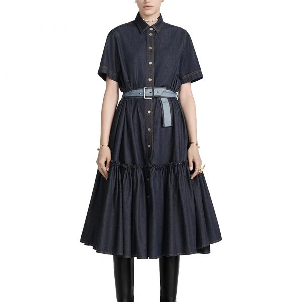 Christian Dior Denim Couture Shirt Dress Denim Blue