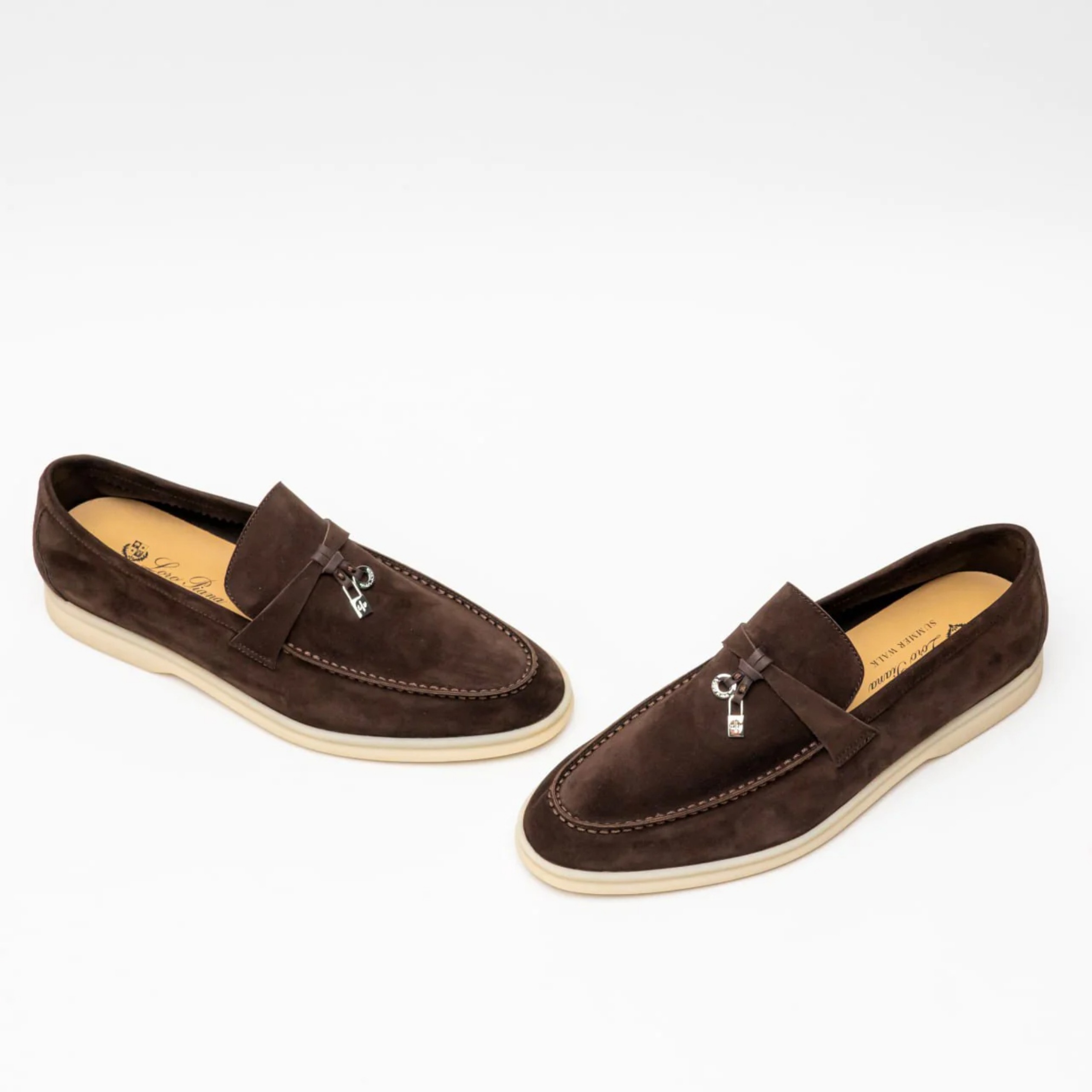 Loro Piana Summer Charms Walk Loafers Suede Chocolate