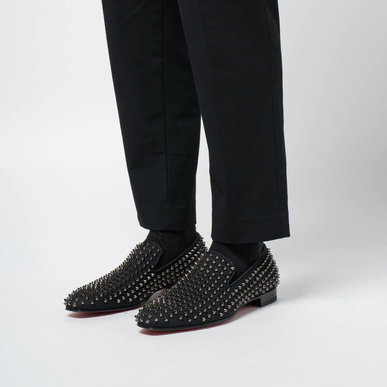Christian Louboutin Dandelion Spikes Knited Loafers Black