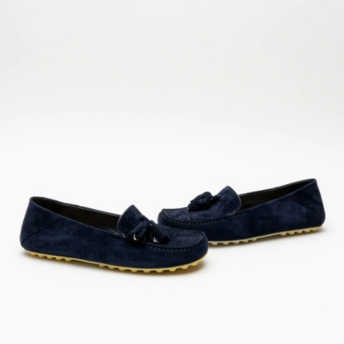 Loro Piana Dot Sole Loafers Suede Goatskin Leather Navy Blue