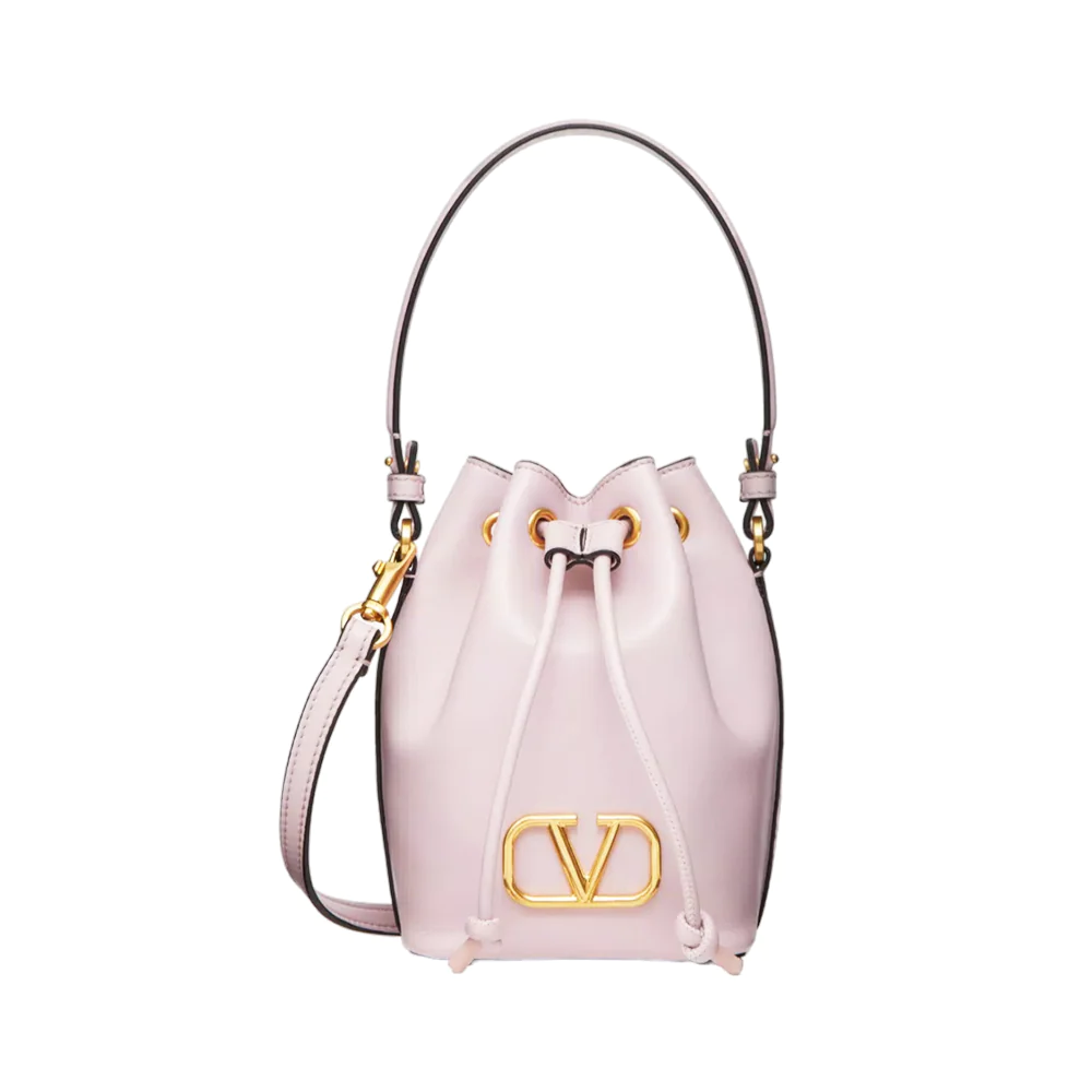 VLogo Signature Bucket Bag Leather Pale Pink Ghw