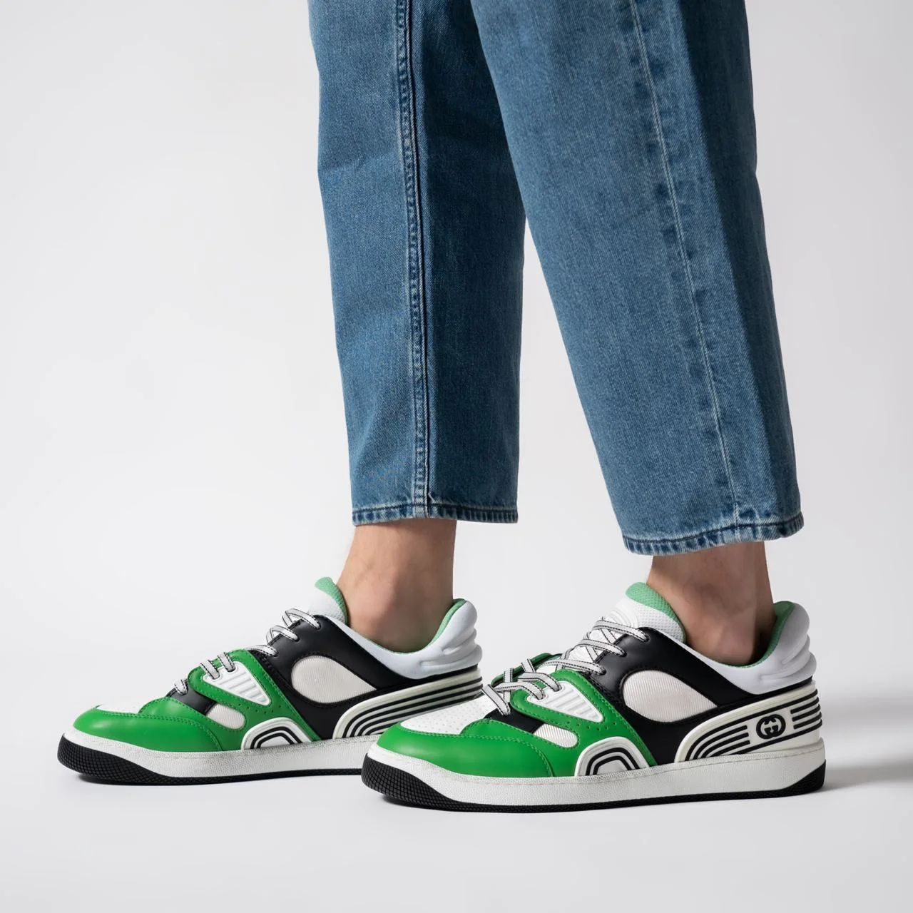Gucci Basket Sneakers White Green Men