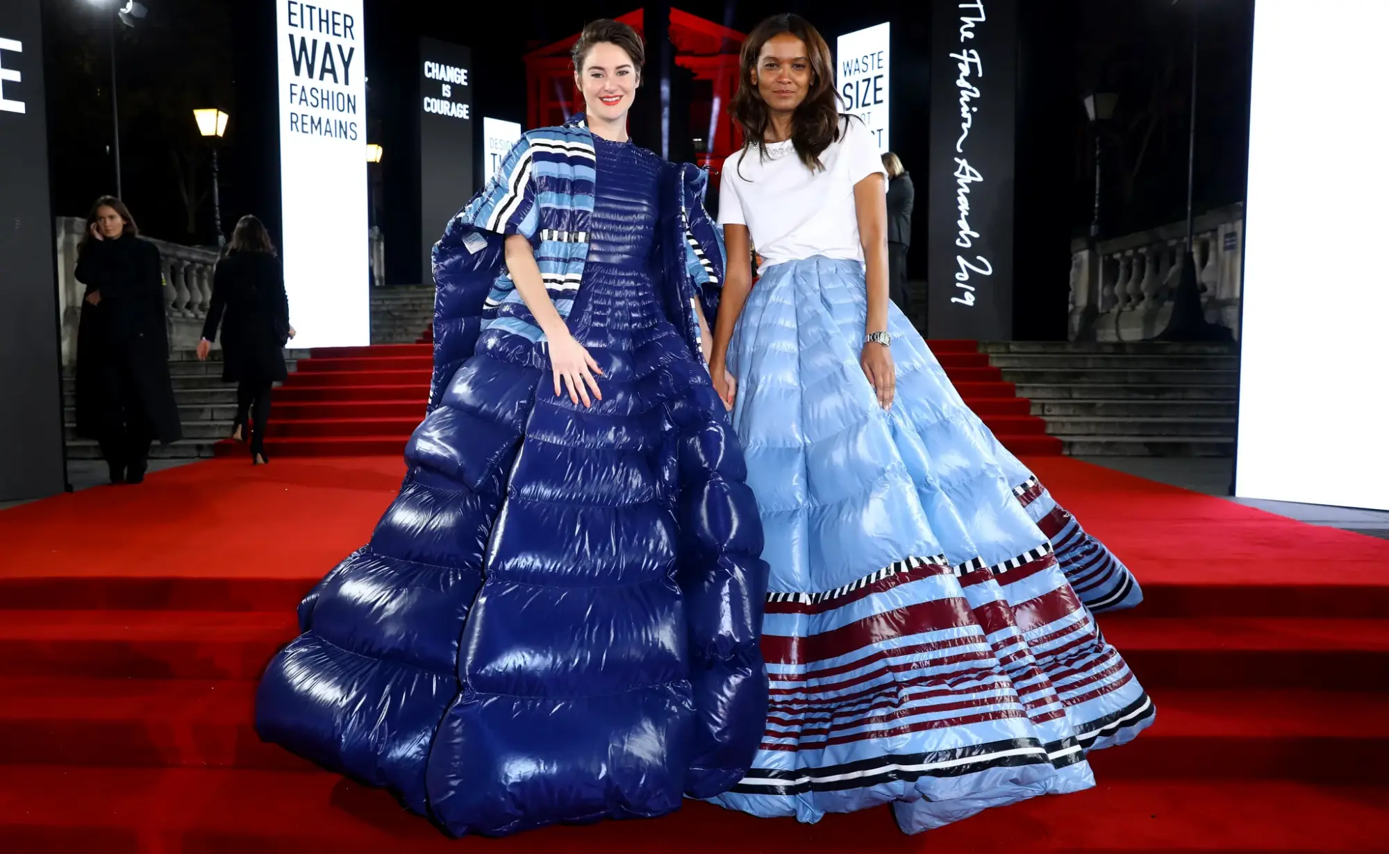 Shailene Woodley & Liya Kabede mengenakan Moncler dalam British Fashion Awards 2019