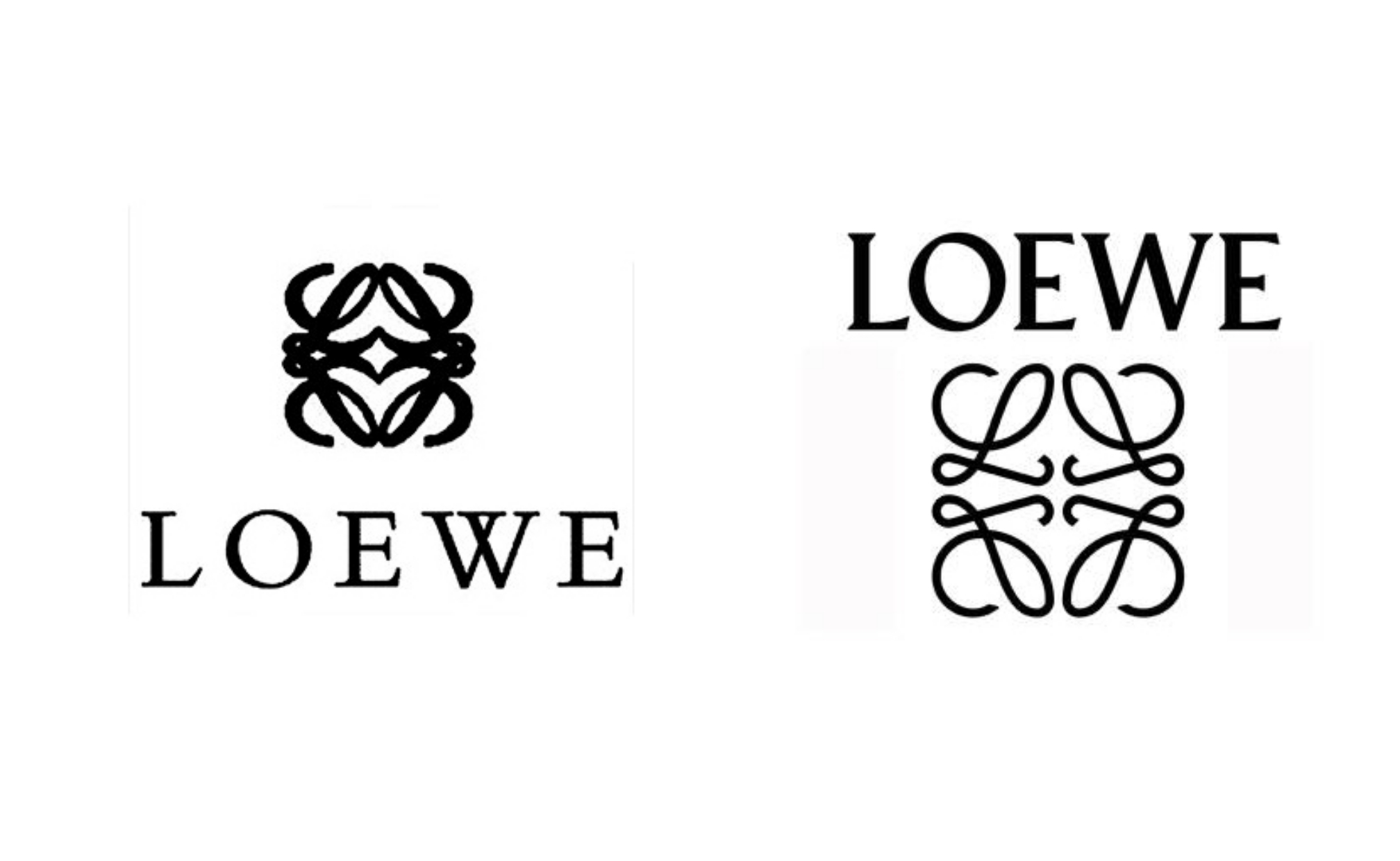 Logo Loewe lama (kiri) dan baru (kanan)
