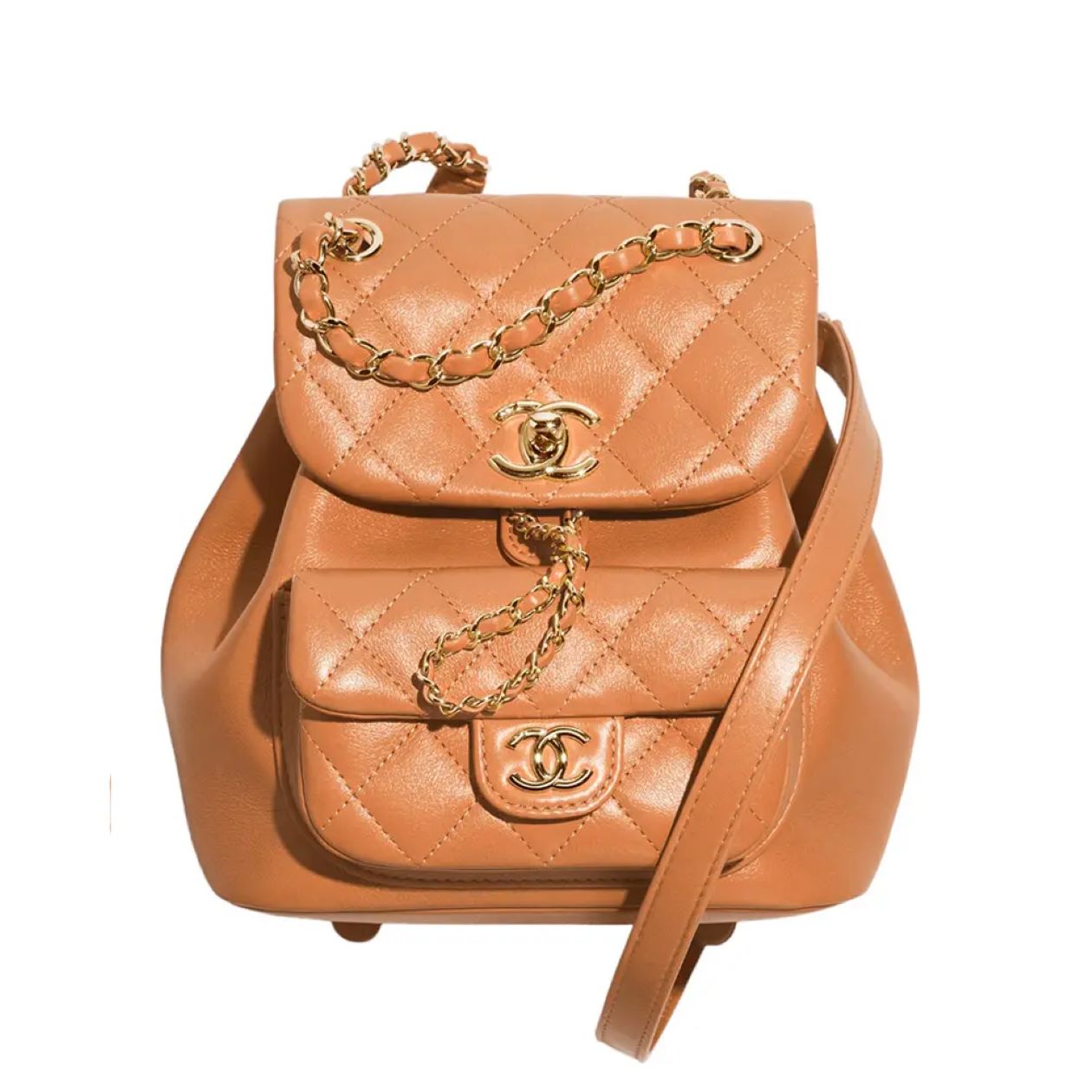 Chanel C Duma Small Backpack Calfskin Leather Camel Ghw