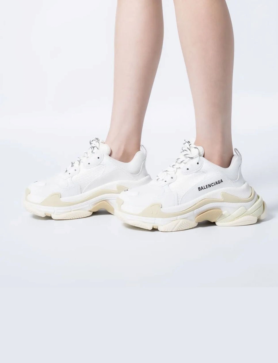 BalenciagaTriple S Sneakers Double Foam and Mesh White Women