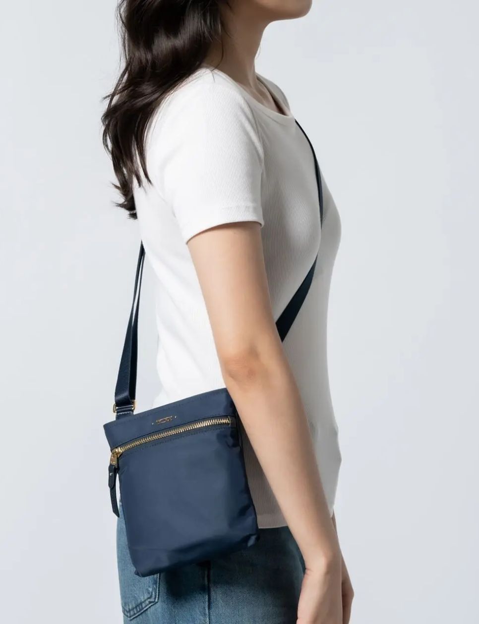 Tumi Cassandra Nylon Mini Pocket Bag Navy