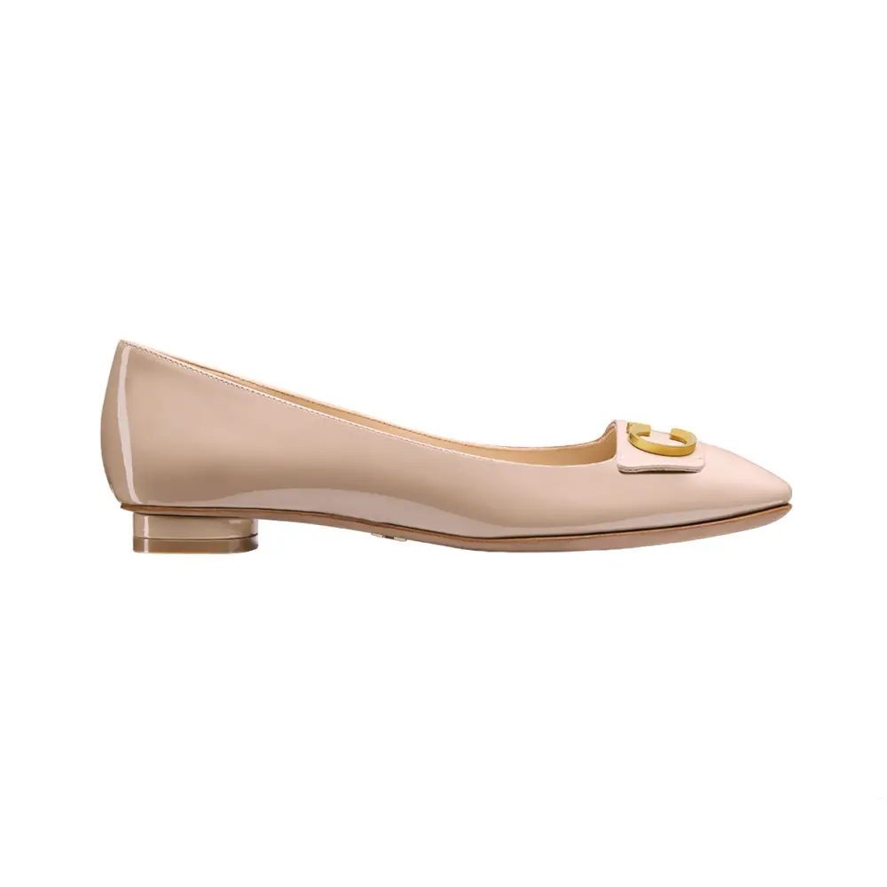 C'est D Ballet Flat Nude Patent Calfskin