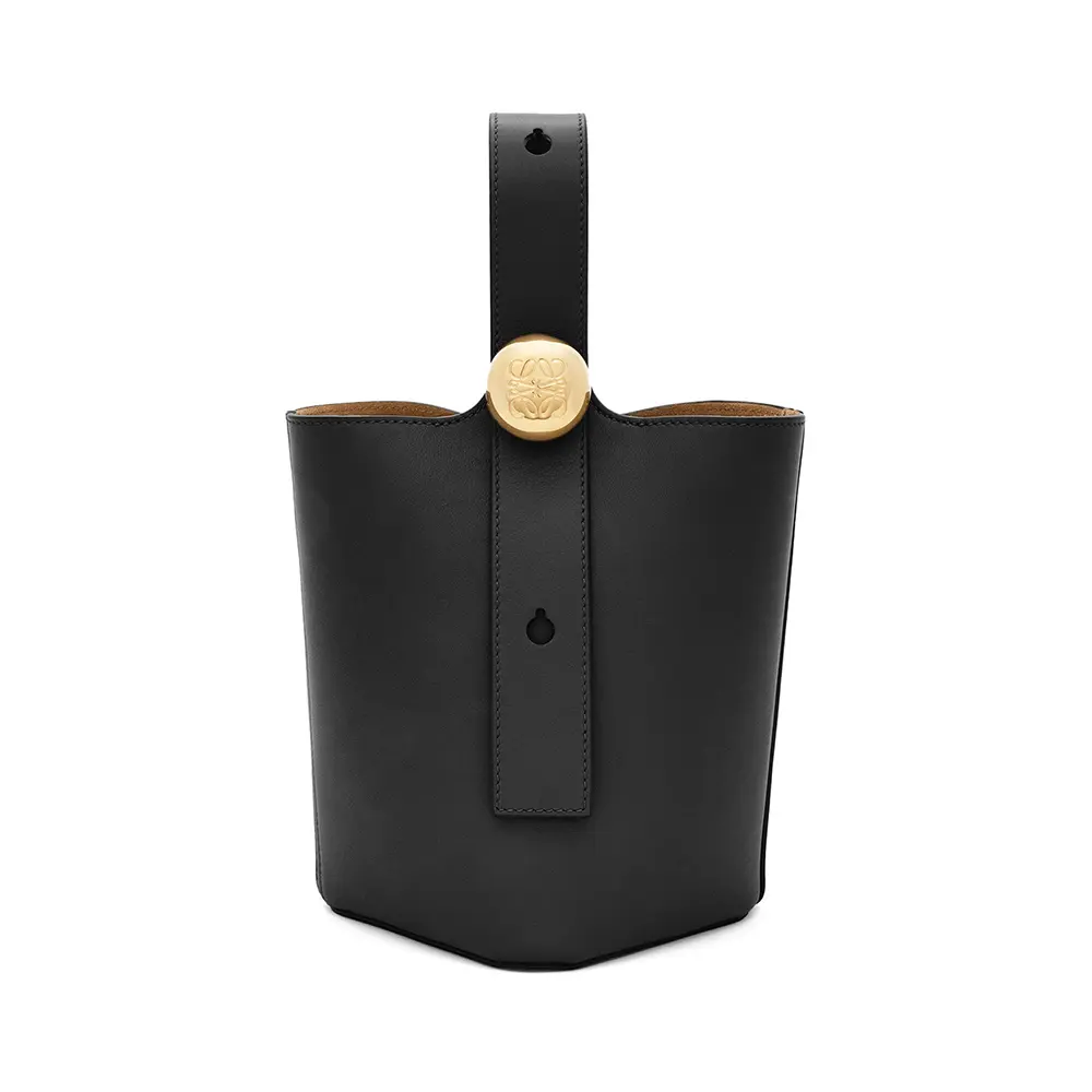 Mini Pebble Bucket Bag Mellow Calfskin Black