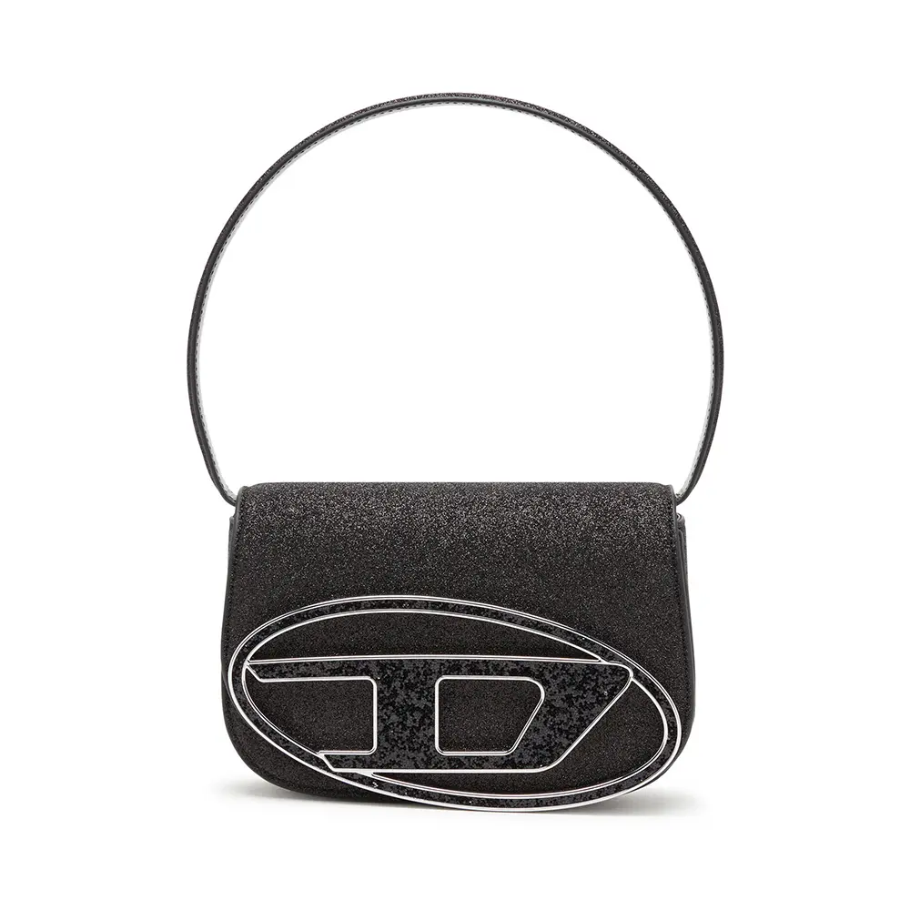 1DR Iconic Glitter Fabric Shoulder Bag Black