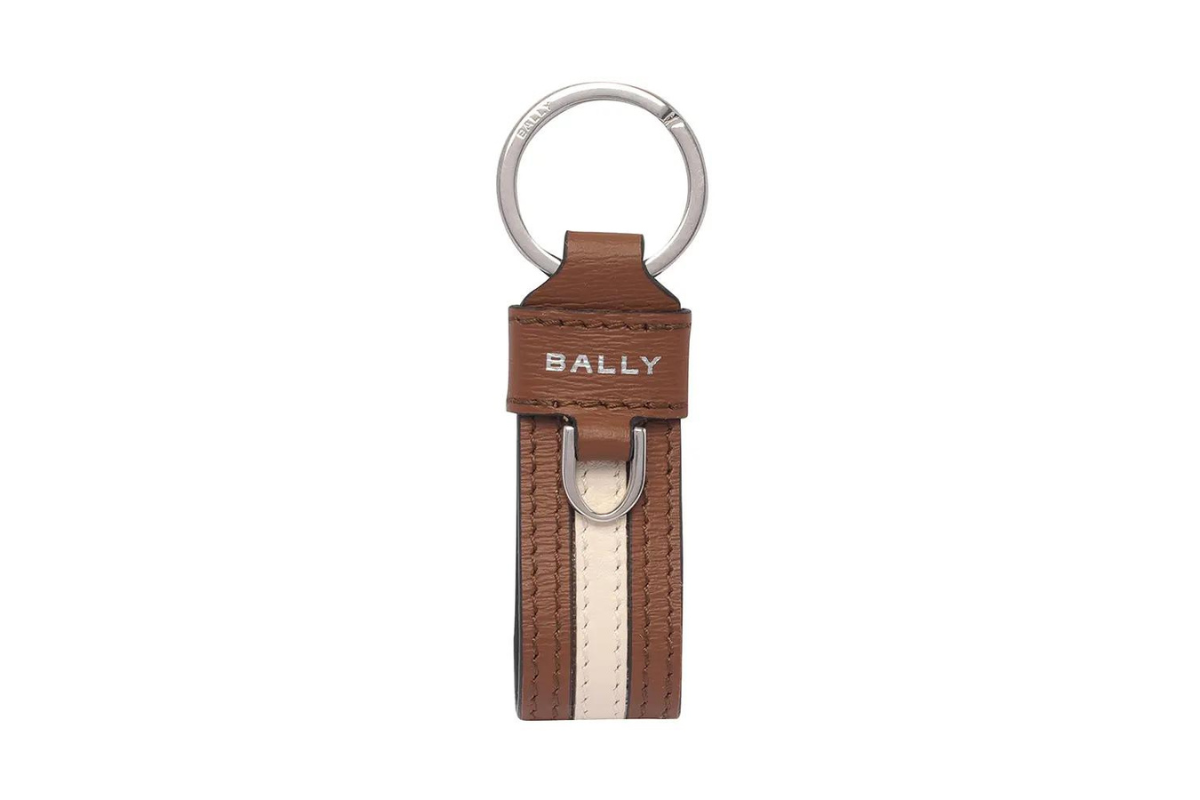 Bally Ribbon Leather Keychain Brown