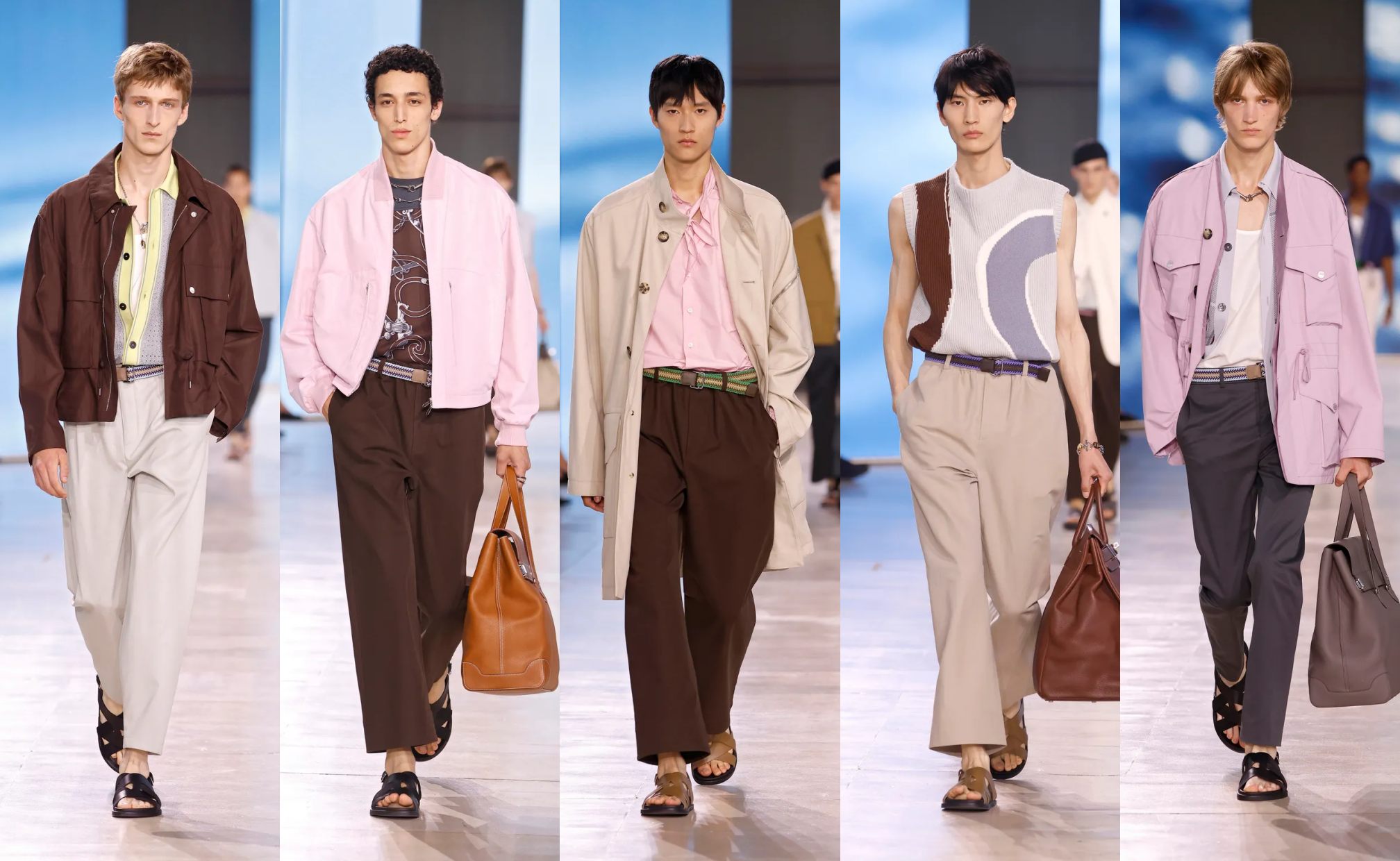 Beberapa tampilan dari koleksi SS25 Hermès di Paris Fashion Week