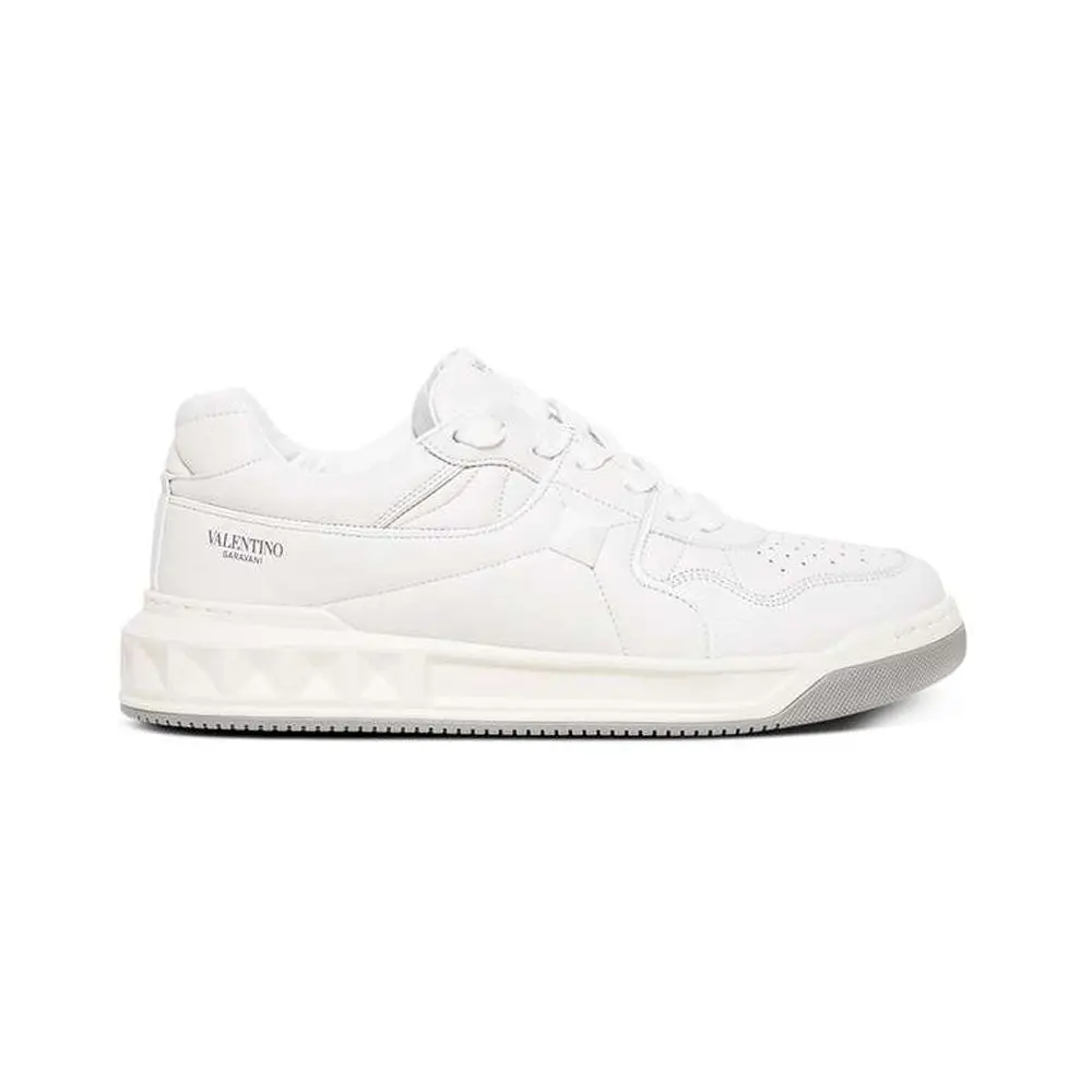 Valentino Garavani One Stud Nappa Leather Low-Top Sneaker Full White