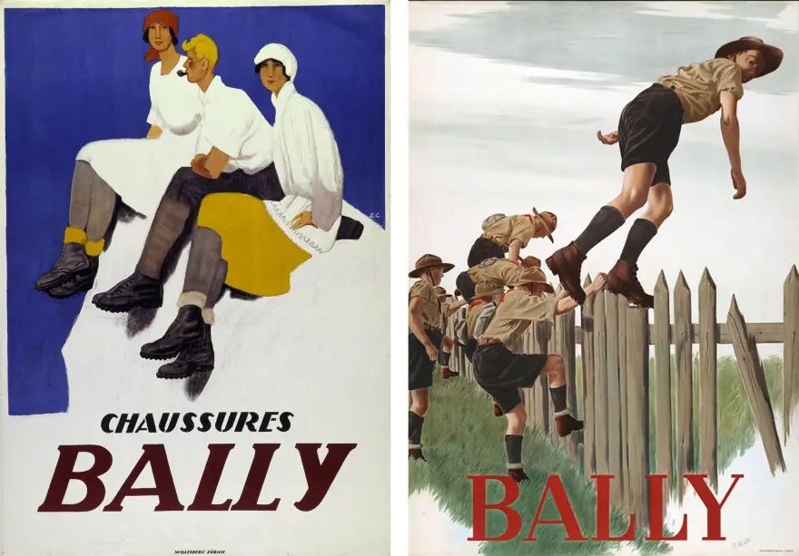 Tampilan Poster Bally dari tahun 1924 dan 1947