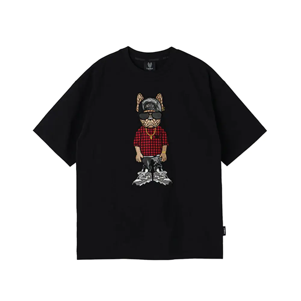 Lifework Snapback Hip Dog Applique Tee Black