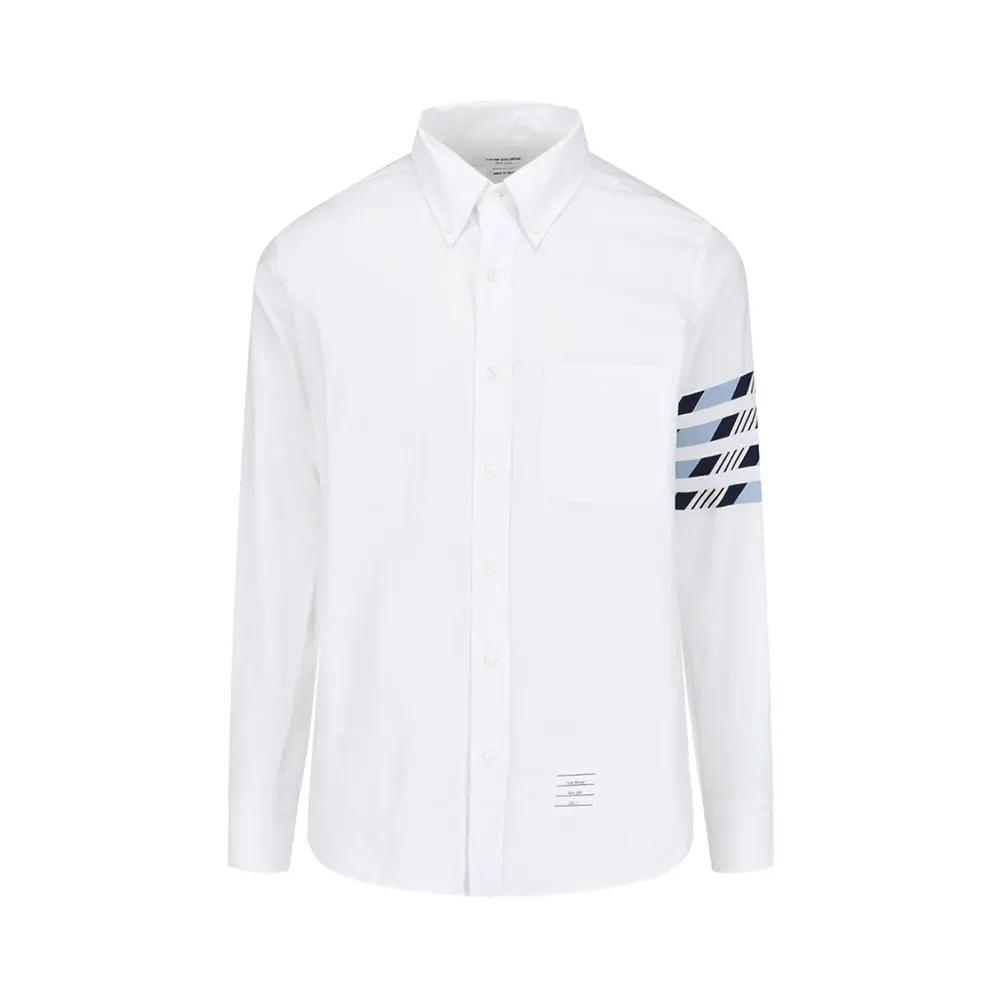 Thom Browne 4-Bar Limited Detailing Cotton Shirt White/Medium Blue