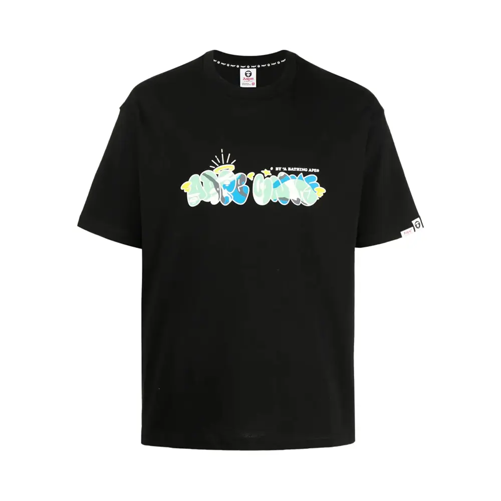 AAPE BY BATHING APE Universe Lettering Logo T-Shirt Black