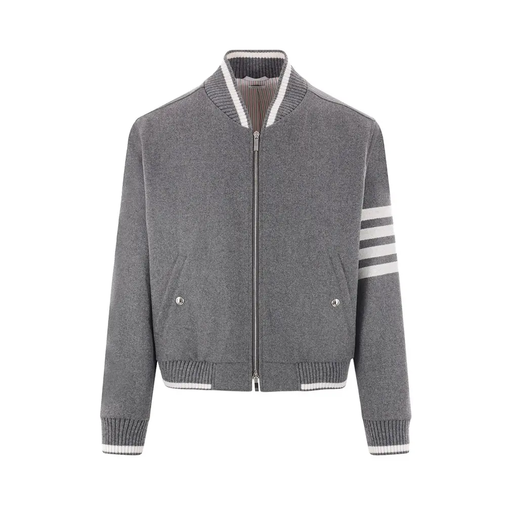 Thom Browne 4-Bar Melton Blouson Jacket Medium Grey