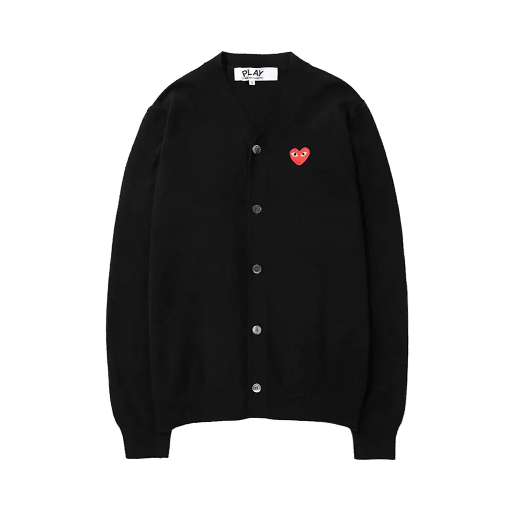 Comme Des Garçons Red Heart Logo Cardigan Black