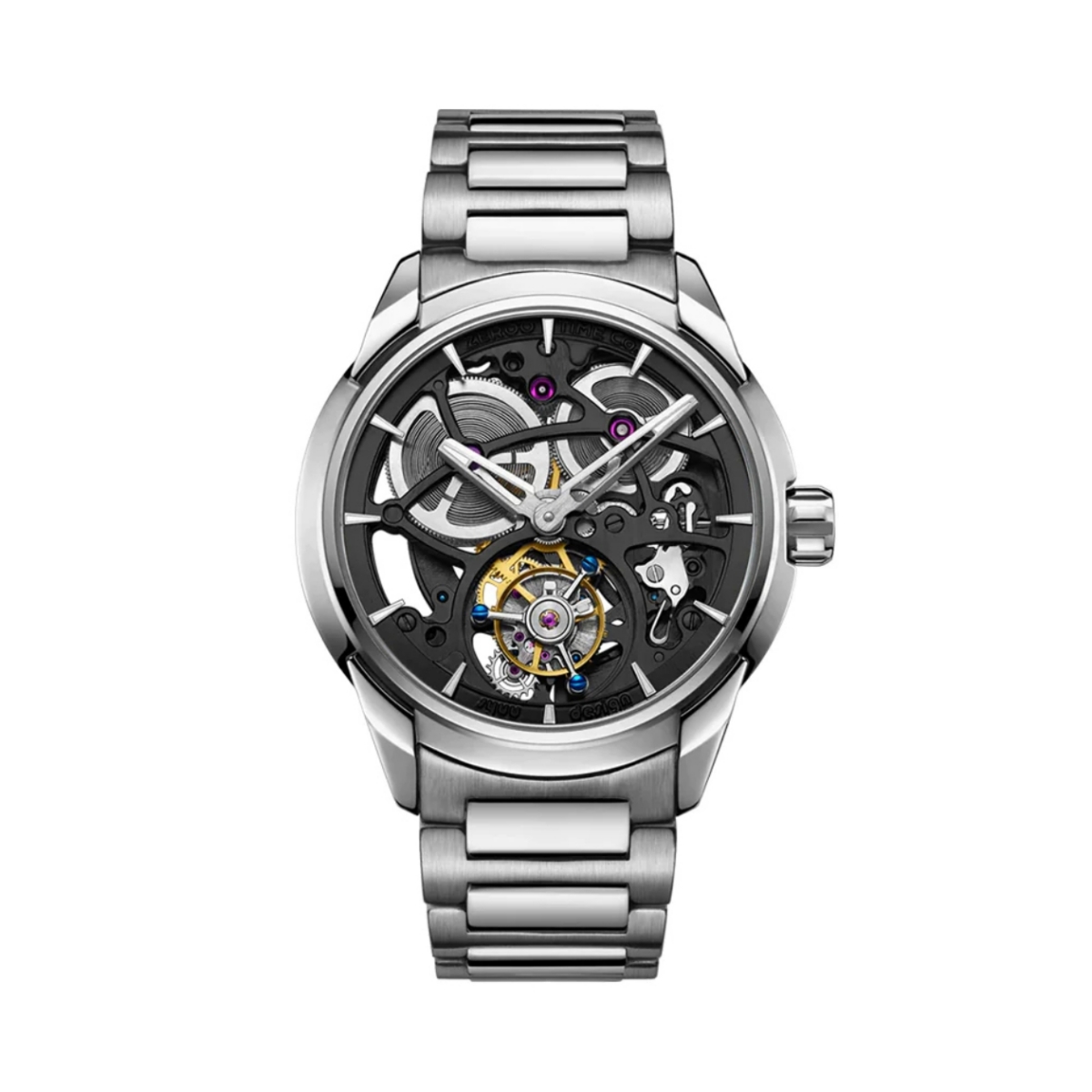 Zeroo T3 The Leo 43 - Automatic Skeleton Tourbillon Silver Steel