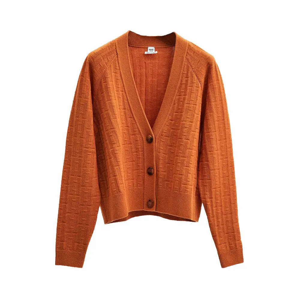 Hermès H Long Sleeve Cardigan Aubergine