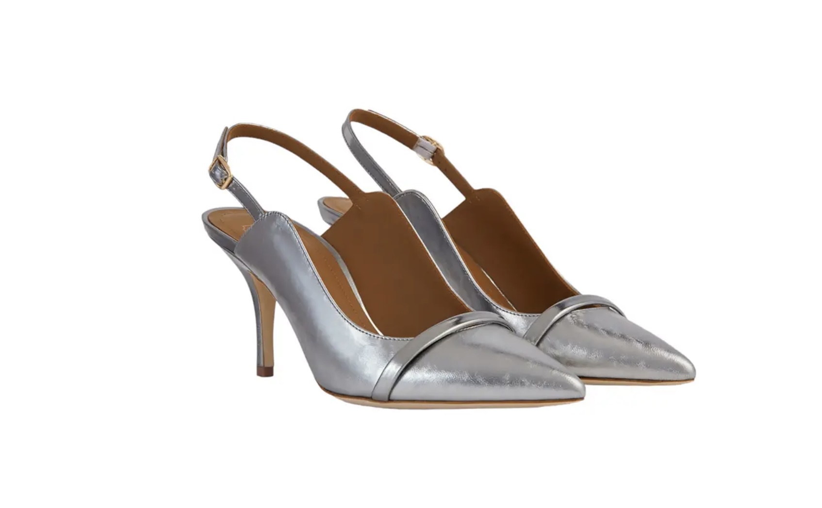 Malone Souliers Marion 70 Leather Slingback Heels Steel