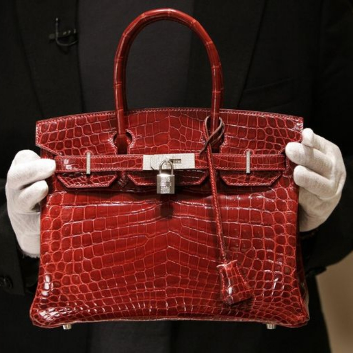 Hermès Shiny Rouge H Porosus Crocodile 30 Birkin Bag