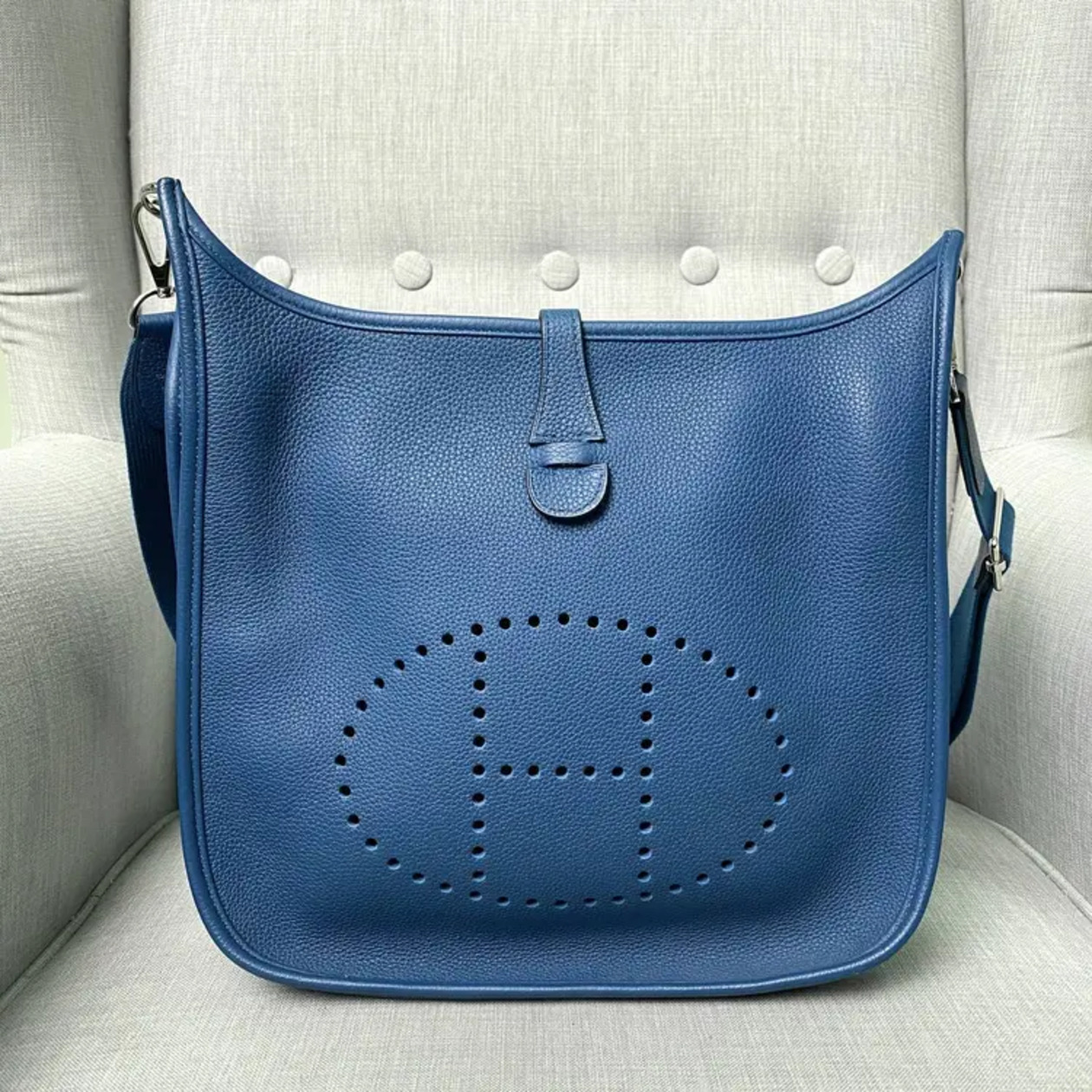 Hermes Evelyne PM Deep Blue Taurillon Maurice Phw Y