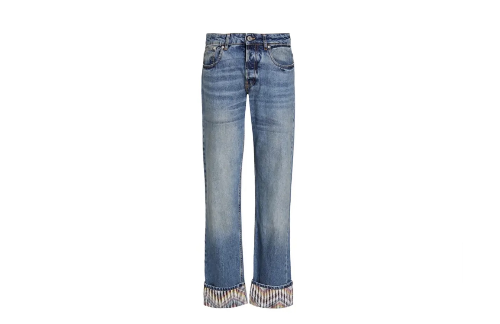 Missoni Embroidered Mid-Rise Tapered Jeans Medium Denim