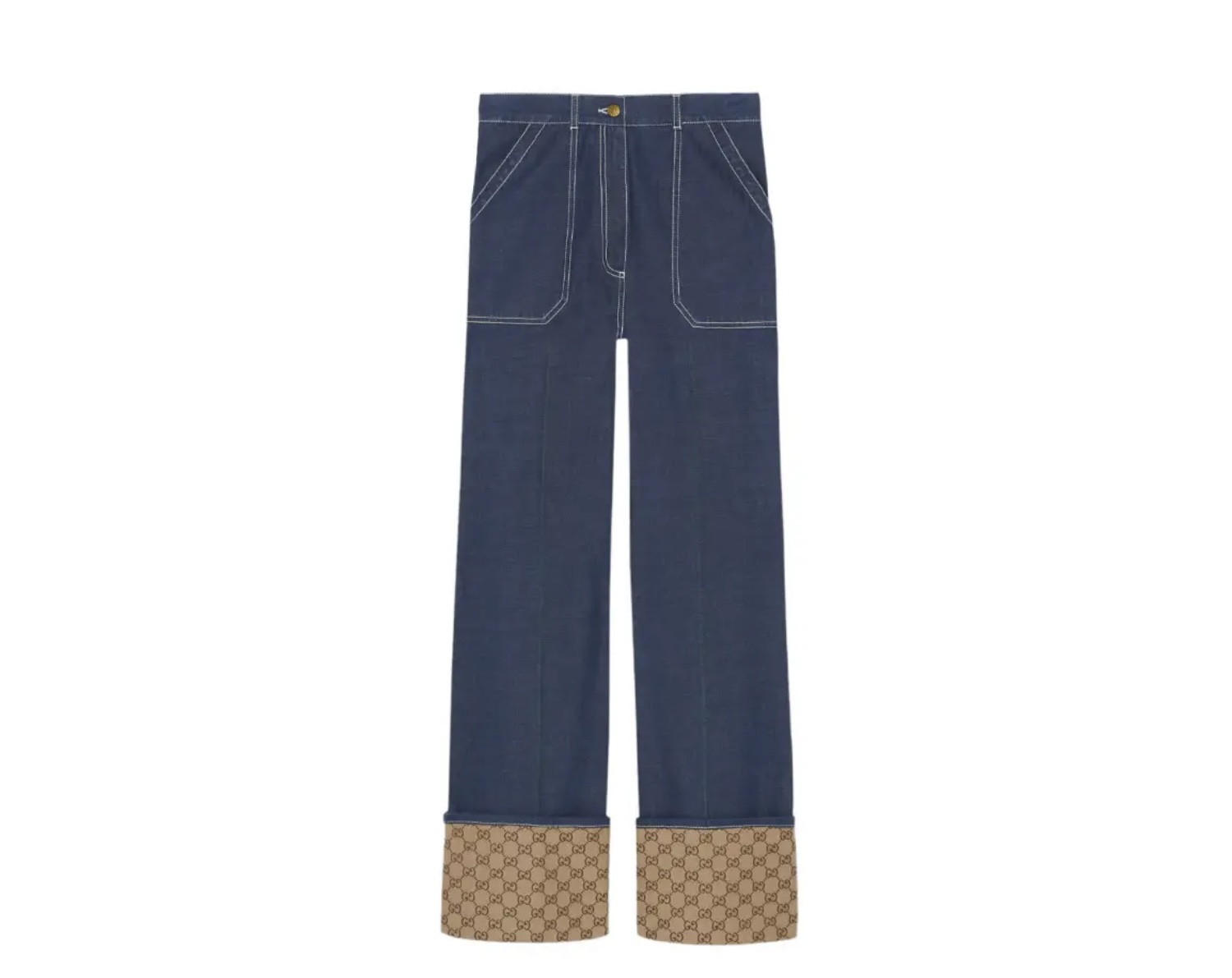 Gucci GG Cuff Denim Trouser Blue Denim