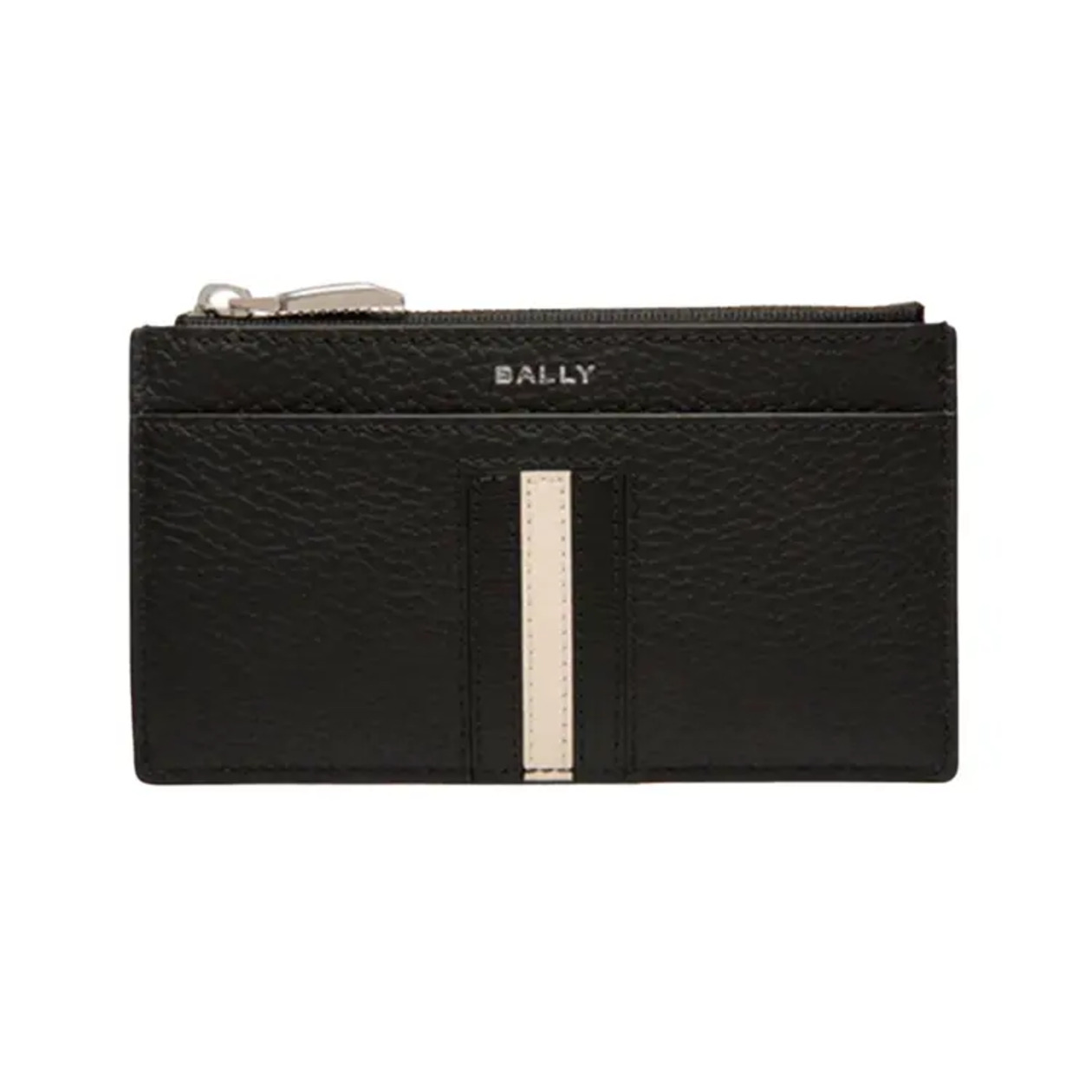 Bally Ribbon Zip Long Card Holder with 7 Card Slot Black