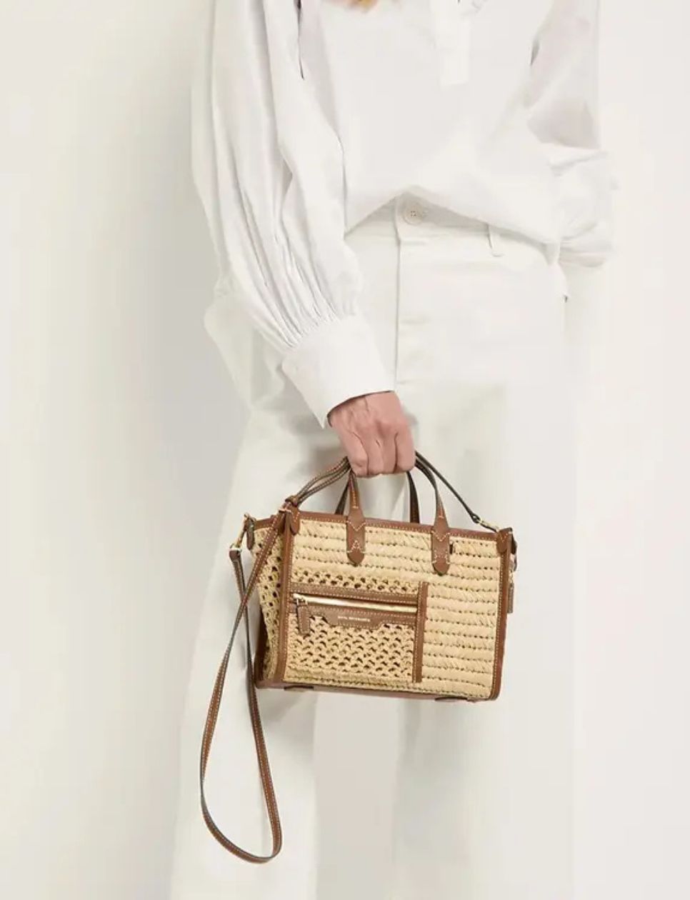 Anya Hindmarch Raffia Pocket XS Crossbody Tote Bag Cedar