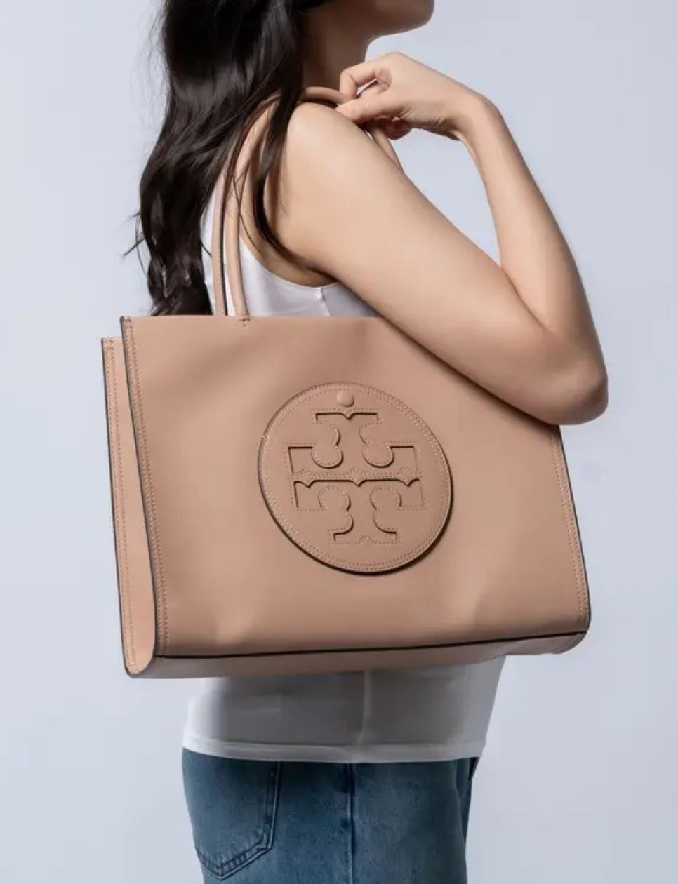 Tory Burch Ella Bio Tote Bag Small Light Sand