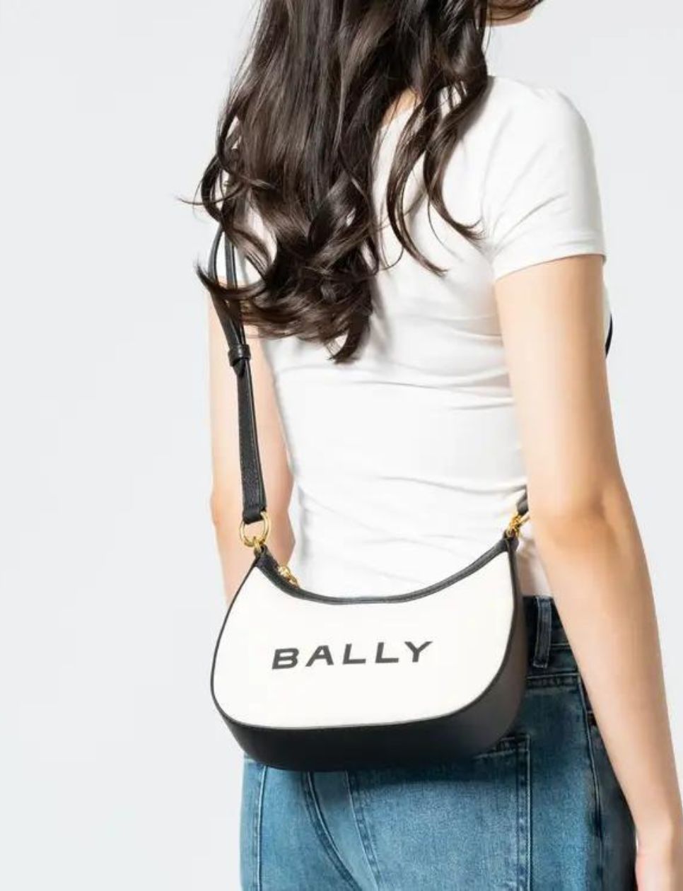 Bally Bar Ellipse Canvas Crossbody Bag Natural Black