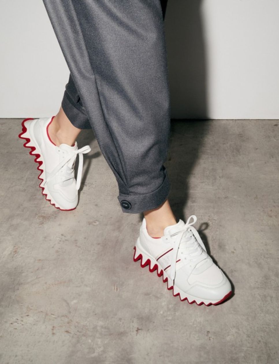 Christian Louboutin Nastroshark Calf Leather and Cotton Sneakers White Men