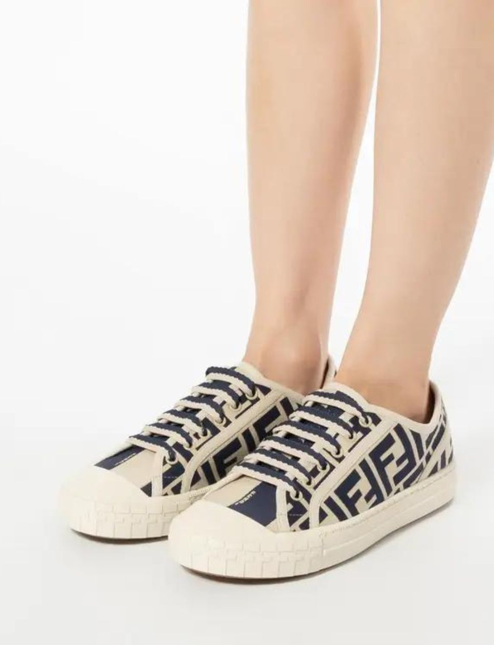 Fendi Domino FF Canvas Low Top Sneakers Blue Multi