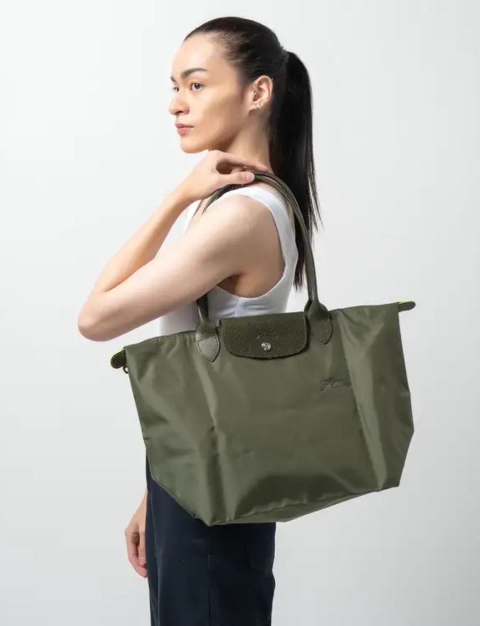 Longchamp Le Pliage Green Large Tote Bag Forest