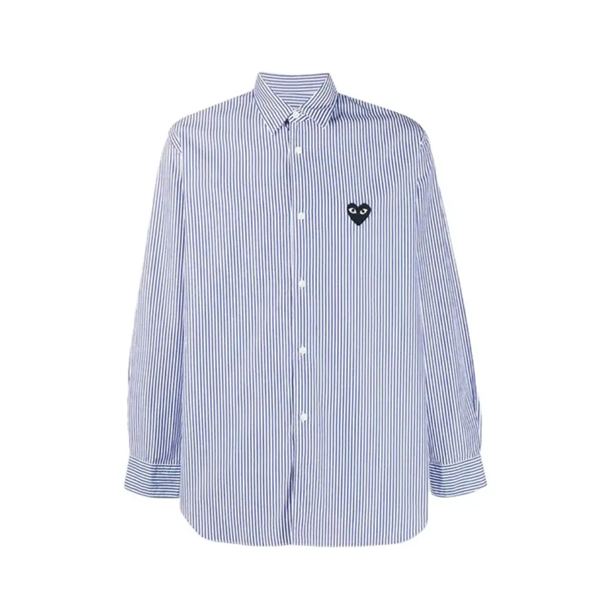 Comme Des Garçons  Black Heart Logo Long Sleeved Stripe Shirt White/Blue Men