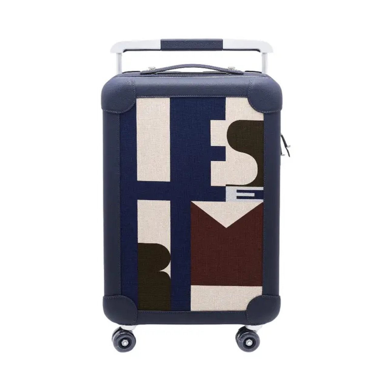 Hermès R.M.S Cabin Suitcase Pacific Plume H Canvas and Régate Bull Bleu Nuit