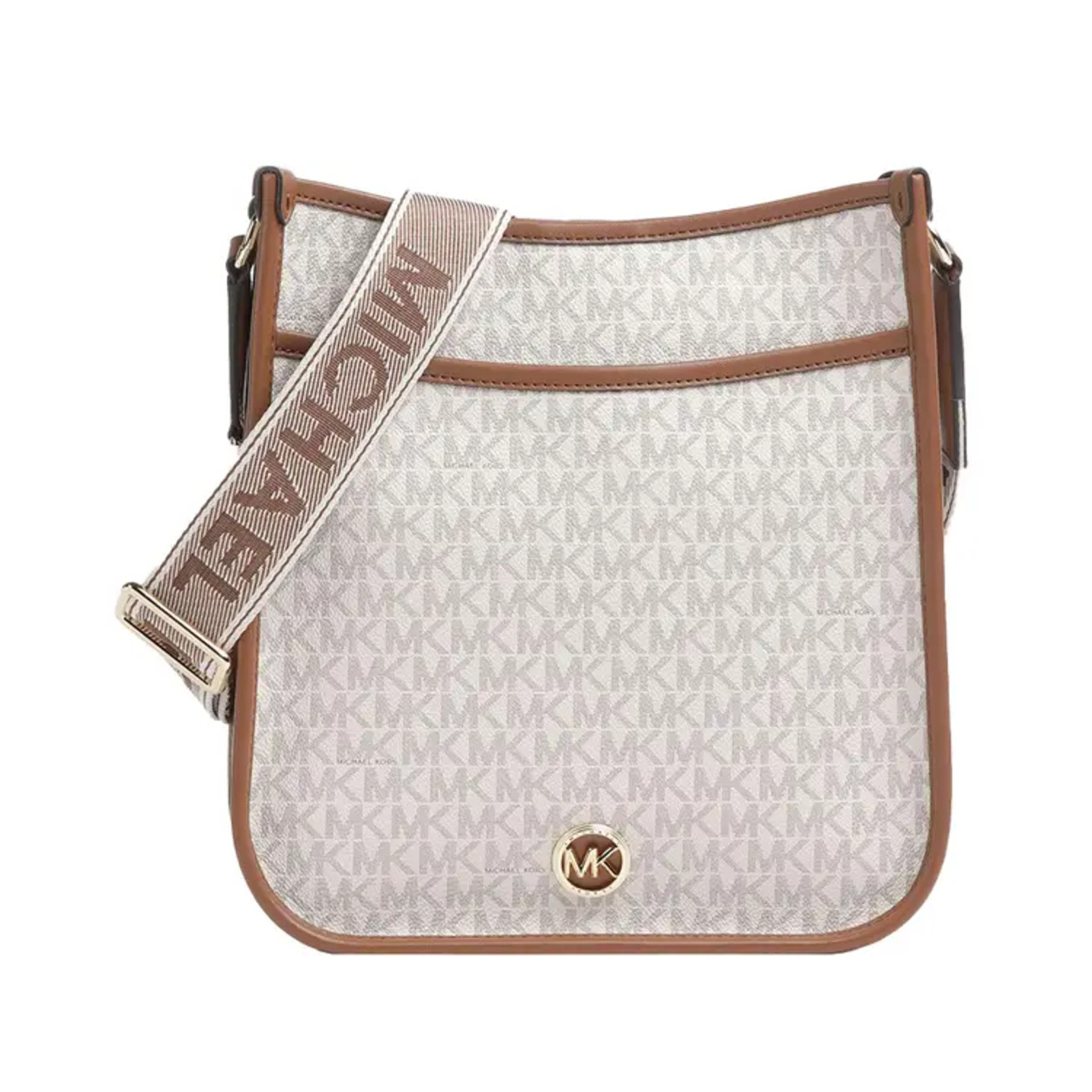 Michael Kors Luisa Large Signature Logo Messenger Bag Vanilla Luggage