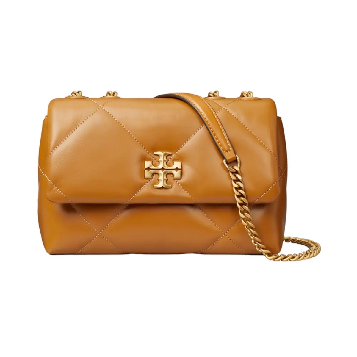 Tory Burch Kira Diamond Quilt Small Convertible Shoulder Bag Tan