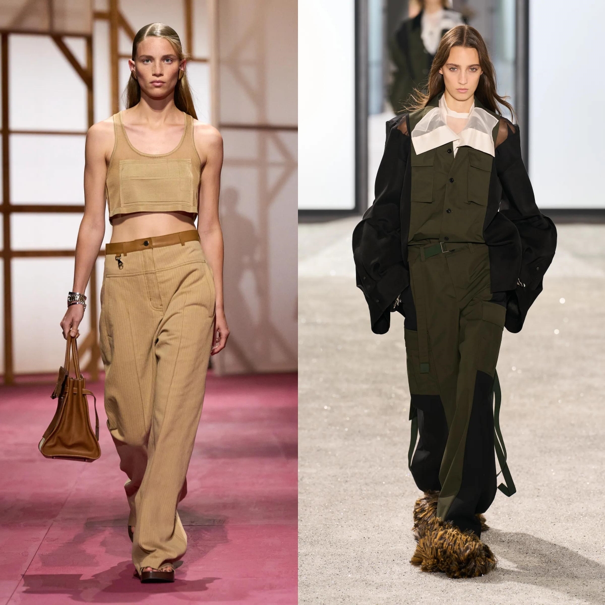 Model menampilkan style Scout’s honour: utility gear in khaki and olive drab