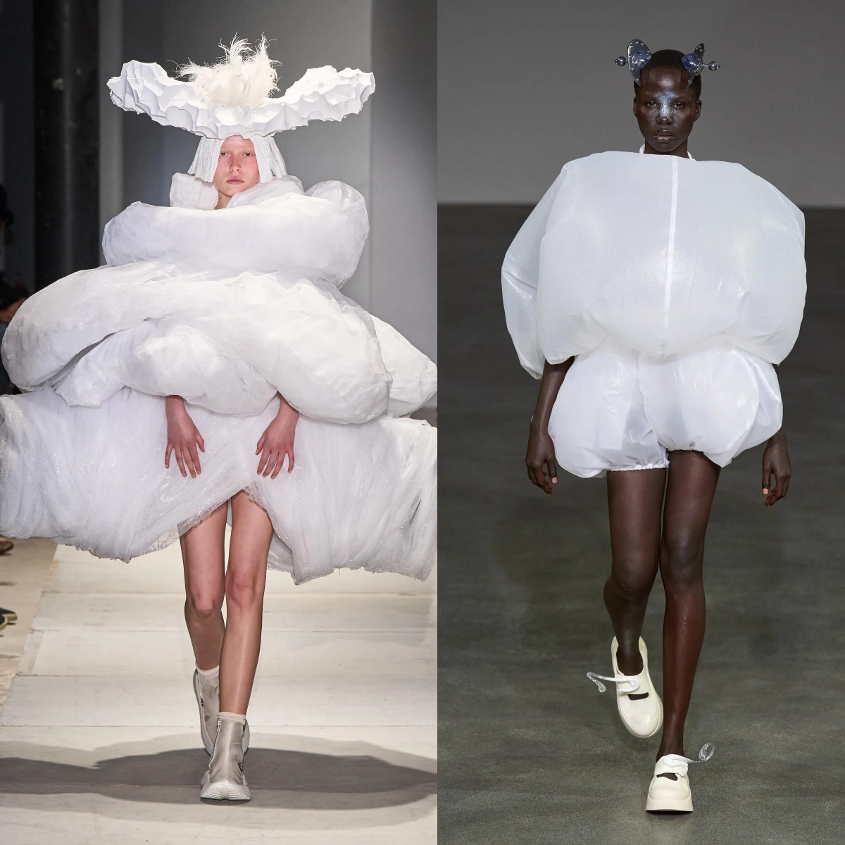 Model menampilkan style cloud nine” Inflated and stuffed shapes: bubble hems