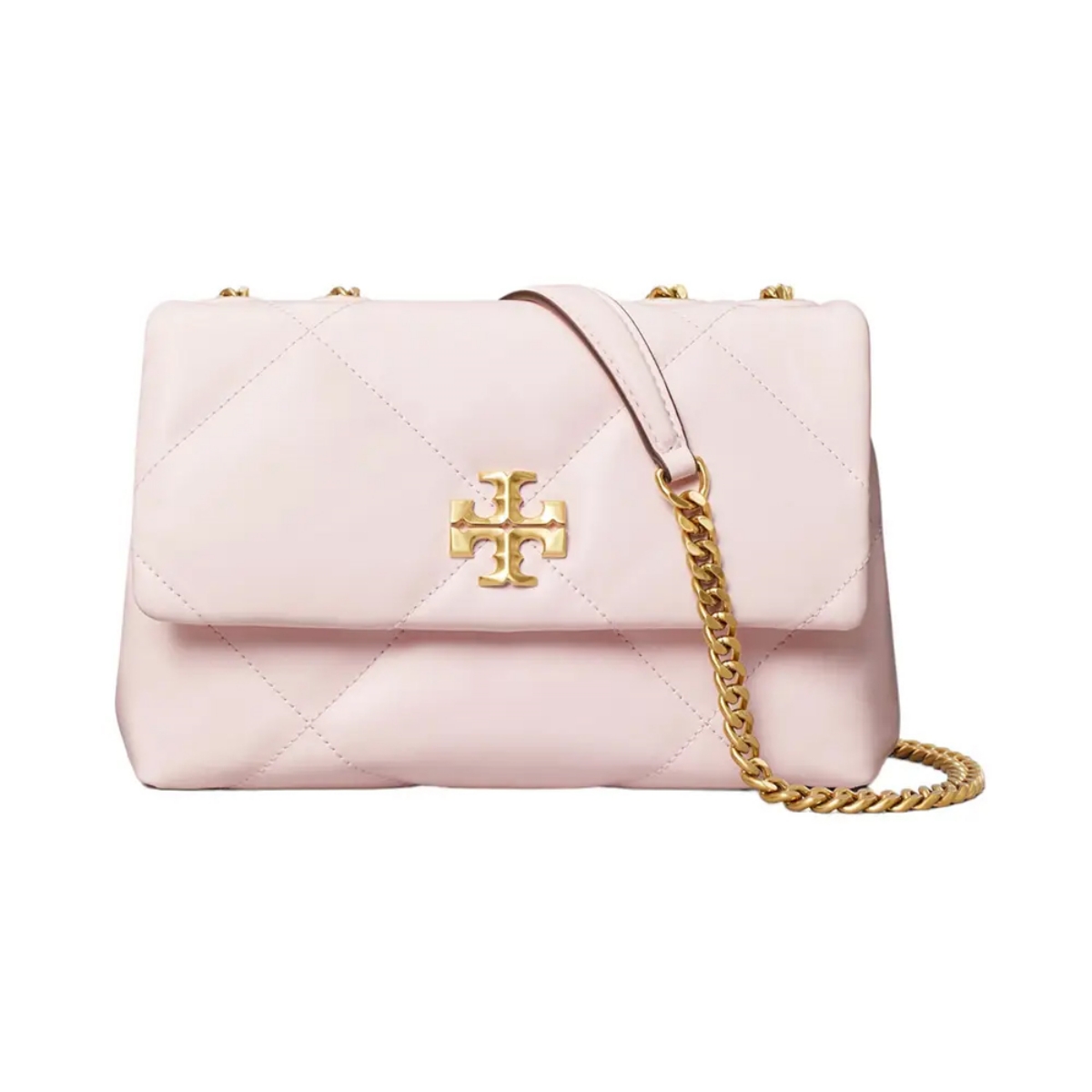 Tory Burch Kira Diamond Quilt Small Convertible Shoulder Bag Rose Salt 