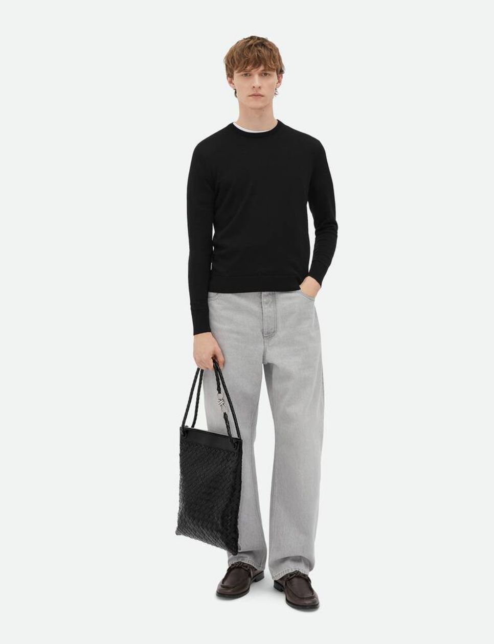 Bottega Veneta Flat Andiamo Messenger Bag Black